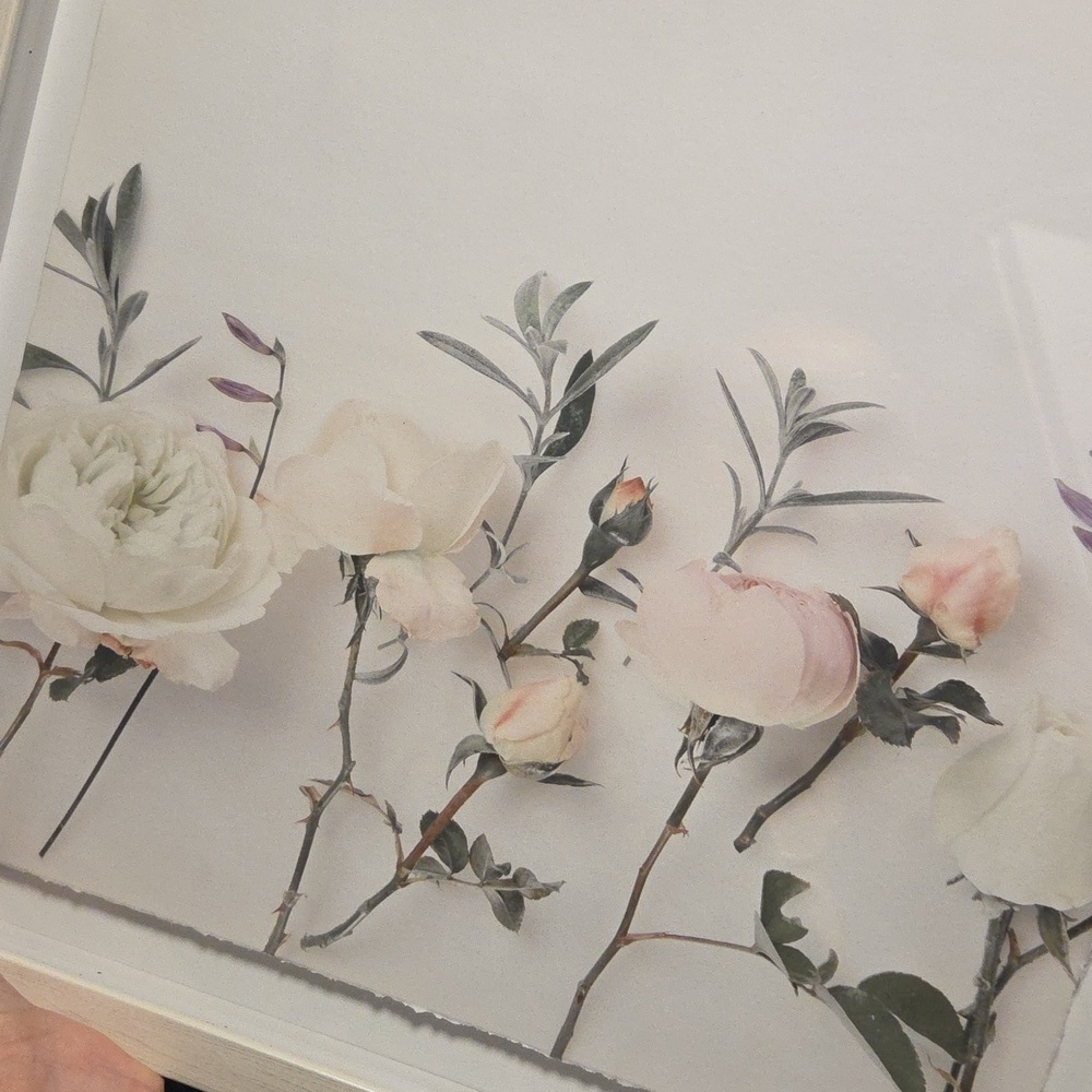 Floral White Wall Art Wooden Frame Picture - Picture 6 of 6